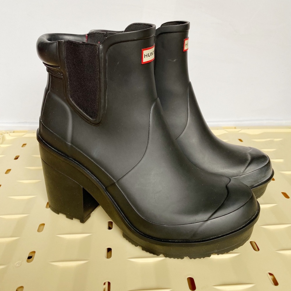 NEW Hunter original block heel chelsea rain boot 8